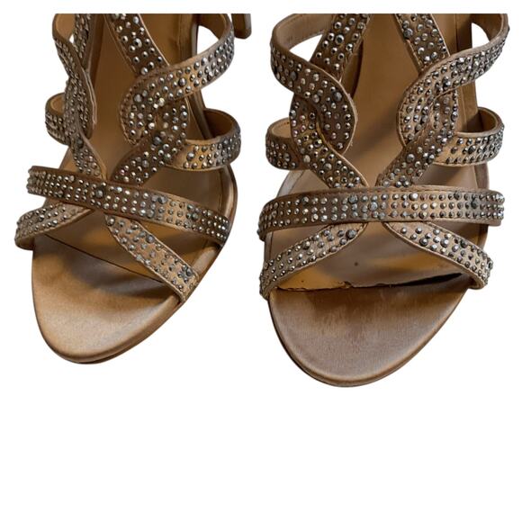 INC International Concepts Sandal Heel 7.5M Randii Bisque Rhinestone-Read Flaw - Picture 4 of 15